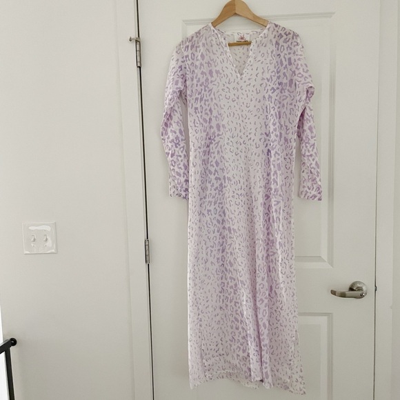 Virginia Whitbeck Designs Animal Print Pastel Maxi Cotton Kaftan Dress - Picture 7 of 8